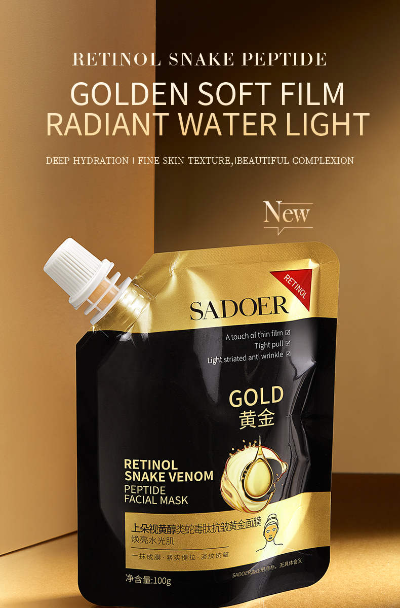 Picture of SADOER Gold Retinol Snake Venom Peptide Anti wrickle Facial Mask- 100g(Gold)