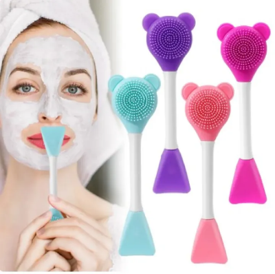 Picture of 1Pcs Bear Silicone Double Head Facial Mask Brush Beauty Mud Film Facial Silicon Brush(Multicolor)
