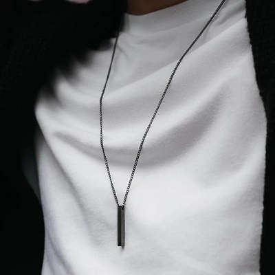 Picture of 1 Piece long Metal Stylish Hiphop Chain For Men(Black)
