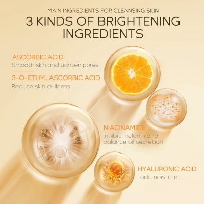 Picture of LAIKOU Deep Cleansing & Brightening Vitamin C Niacinamide Essence Cleasing Mousse Face Wash- 120ml(Vitamin C)