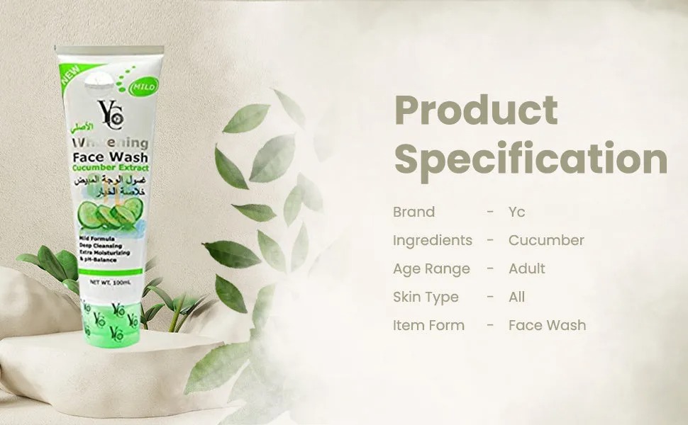 Picture of YC Whitaning Cucumber Extracted Deep Cleansing Face Wash- 100ml(Cucumber)