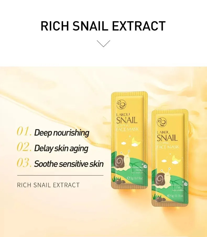 Picture of LAIKOU Moisturizing 15 Pcs/Set Snail Sleeping Face Mask- 3gX15 Pcs(Snail)