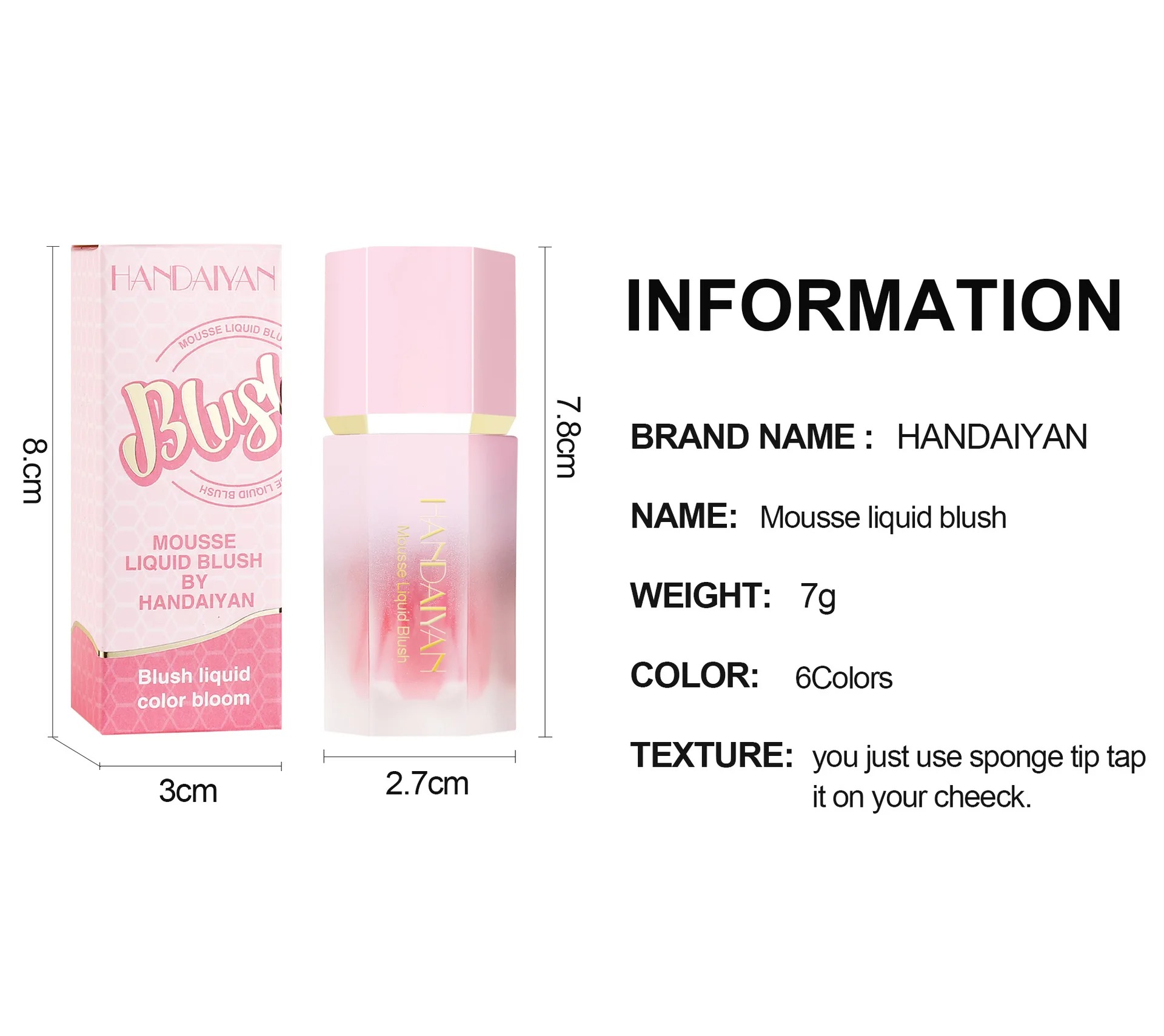Picture of HANDAIYAN Mousse Liquid Blush with Fine Glitter- #4 Swipe Right(4)