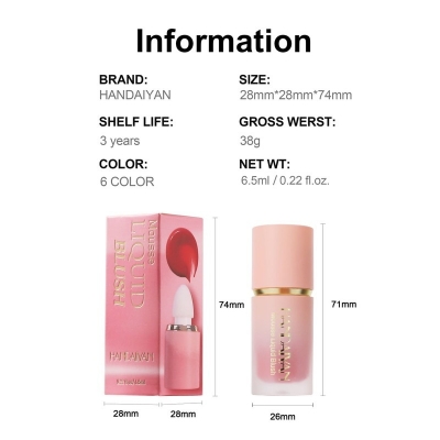 Picture of HANDAIYAN Mousse Liquid Blush with Fine Glitter- #6 Chocolate(6)