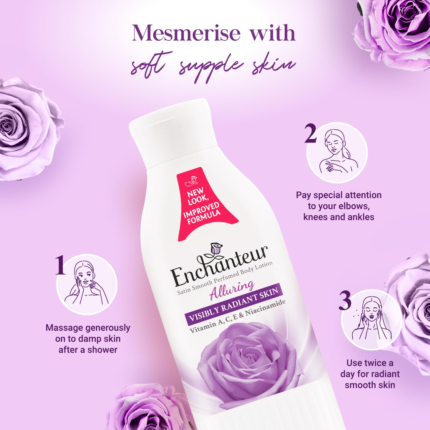 Picture of Enchanteur Satin Smooth Perfumed Alluring Lotion- 250ml(Alluring)