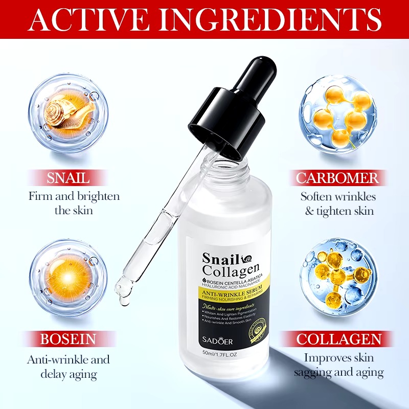 Picture of SADOER Snail Collagen Bosein Centella Asiatica Hyaluronic Acid Niacinamide Anti Wrinkle Serum- 50ml(Snail Collagen)