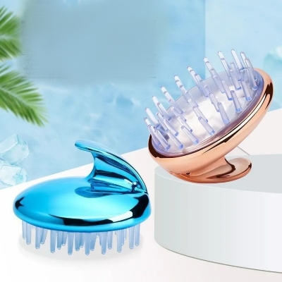 Picture of Soft plastic handle silicone head hair scalp massager cleaning hair brush(Multicolor)