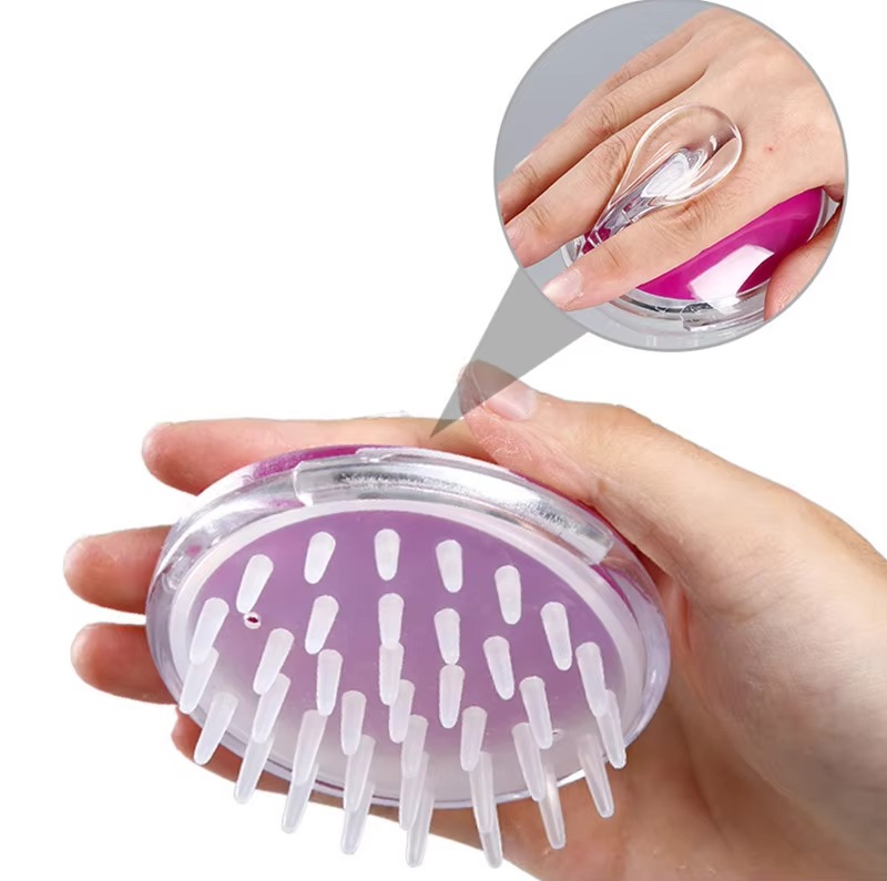 Picture of Soft plastic handle silicone head hair scalp massager cleaning hair brush(Multicolor)