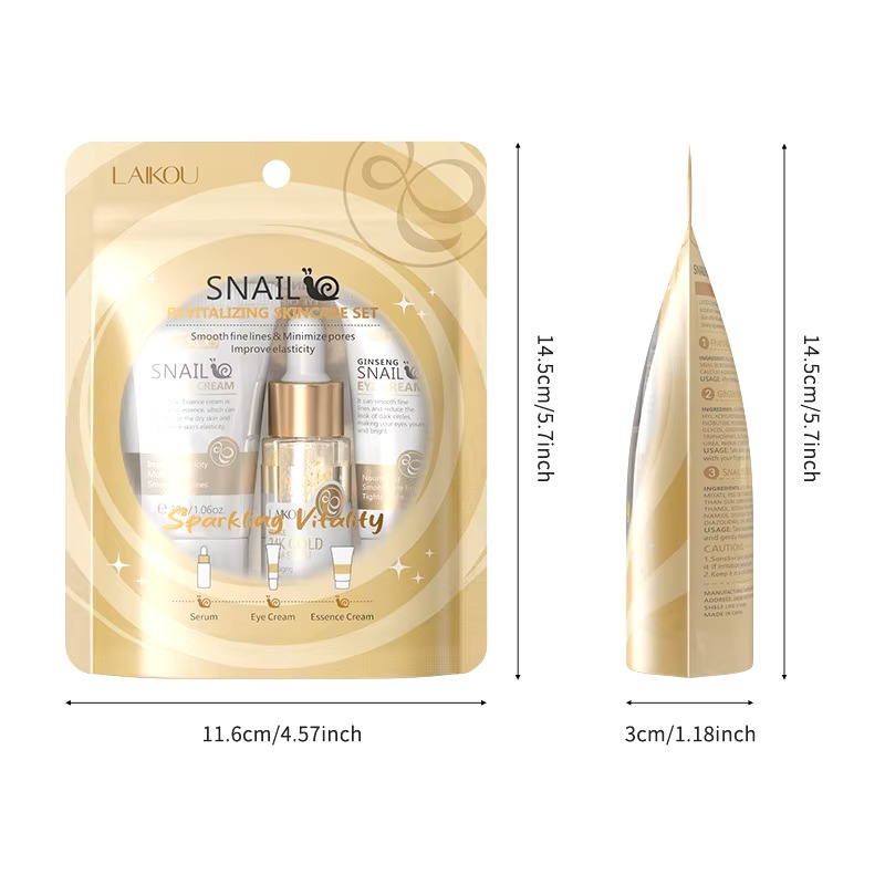 Picture of LAIKOU Snail Revitalizing Sparkling Vaitality Skin Care 3 Pcs Set- 62g(Snail)