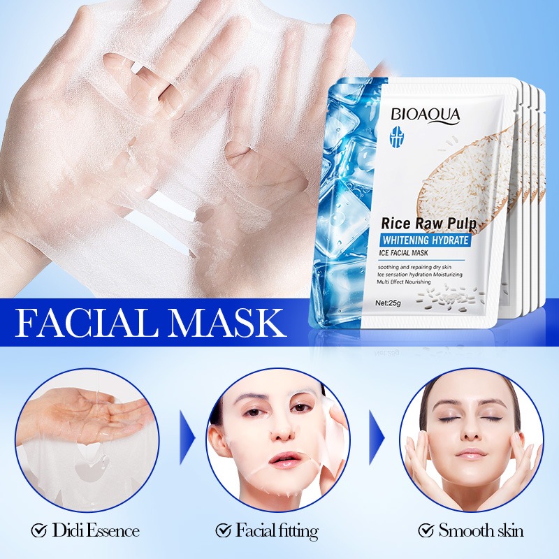 Picture of BIOAQUA Rice Raw Pulp Hydrating Ice Facial Sheet Mask- 25g(Rice)