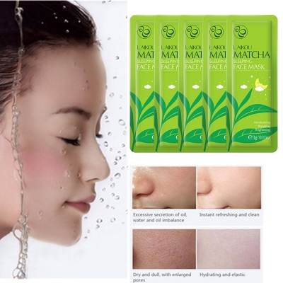 Picture of LAIKOU 5 Pcs/Set Matcha Radiant Skin Tone & Oil- Control Sleeping Mask- 3g/Each(Matcha)
