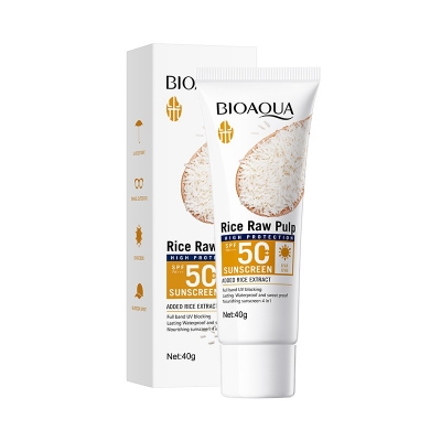 Picture of BIAQUA Rice Raw Pulp SPF 50+ PA+++ UVA UVB High Protection Sunscreen- 40g(Rice)