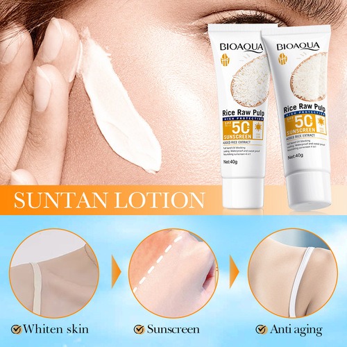 Picture of BIAQUA Rice Raw Pulp SPF 50+ PA+++ UVA UVB High Protection Sunscreen- 40g(Rice)