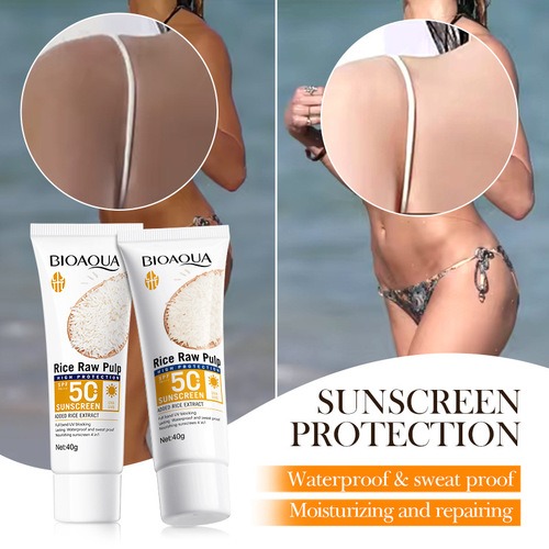 Picture of BIAQUA Rice Raw Pulp SPF 50+ PA+++ UVA UVB High Protection Sunscreen- 40g(Rice)