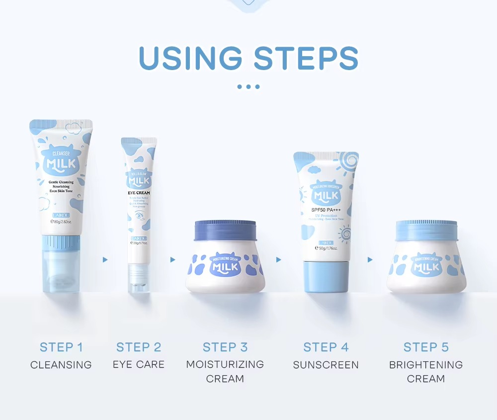Picture of LAIKOU Milk Extracted 5 Pcs/Combo Skin Care Set- 260g(Milk)