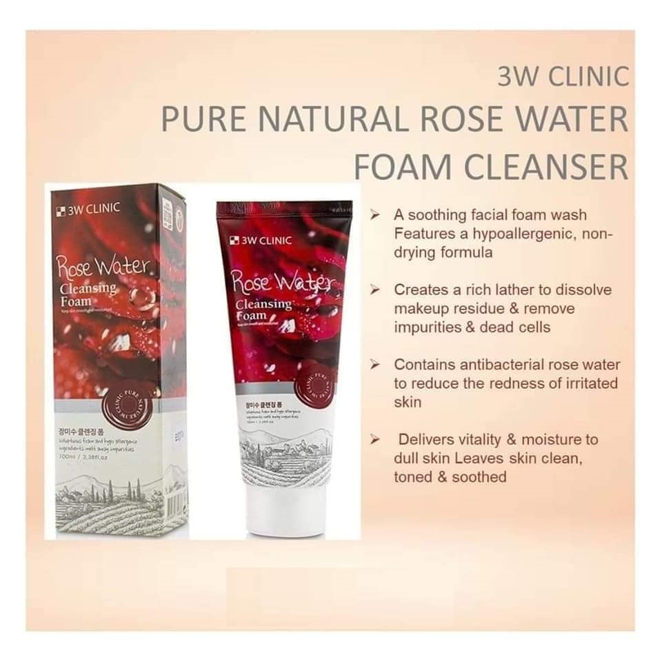 Picture of 3W Clinic Rose Water Cleansing Foam- 100ml(Rose Water)