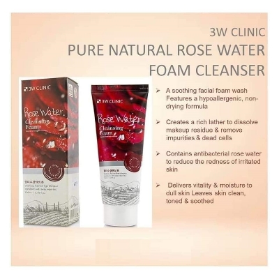 Picture of 3W Clinic Rose Water Cleansing Foam- 100ml(Rose Water)