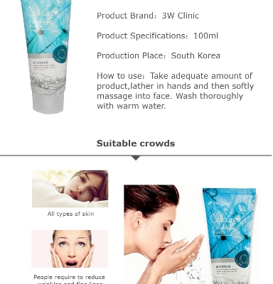 Picture of 3W Clinic Collagen Moisturizing & Smooth skin Cleansing Foam- Face Wash (100ml)(Collagen)