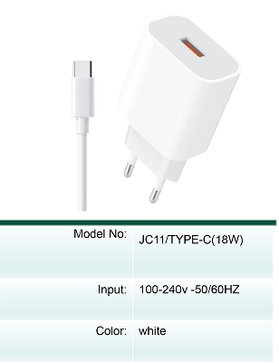 Picture of JNUOBI JC-11TYC 18W _ USB to Type-C Fast Charger Travel Charger 18watt Fast Wall Travel Chargers Adapter Cto C_18w(TYPE-C)