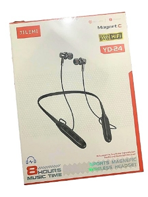 Picture of JILEMI YD-24 Neckband  wireless Bluetooth 5.0  headset neckband earphones sport magnetic headset in ear earbuds stereo headphones with mic for driving running headset(Black)