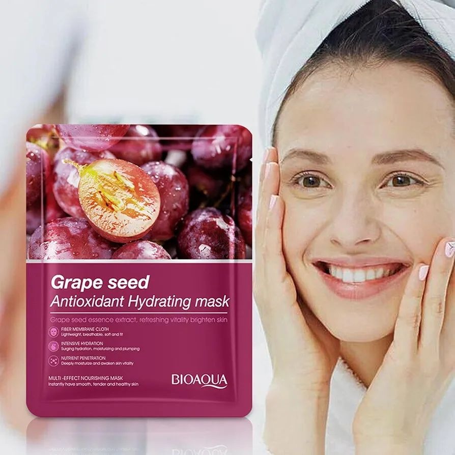 Picture of Bioaqua Grape Seed Antioxidant Hydrating Facial Sheet Mask- 25g(Grape Seed)
