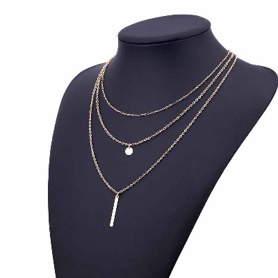 Picture of European Simple Sequins Bar Coin Multi layer Chain Tassel Tiny Clavicle Necklaces For Women Jewelry Gift