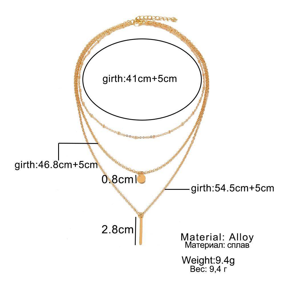 Picture of European Simple Sequins Bar Coin Multi layer Chain Tassel Tiny Clavicle Necklaces For Women Jewelry Gift