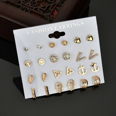 Picture of 12 Pairs of Earring set Crystal Grinding Ball Set Combination For Women's Fashion
