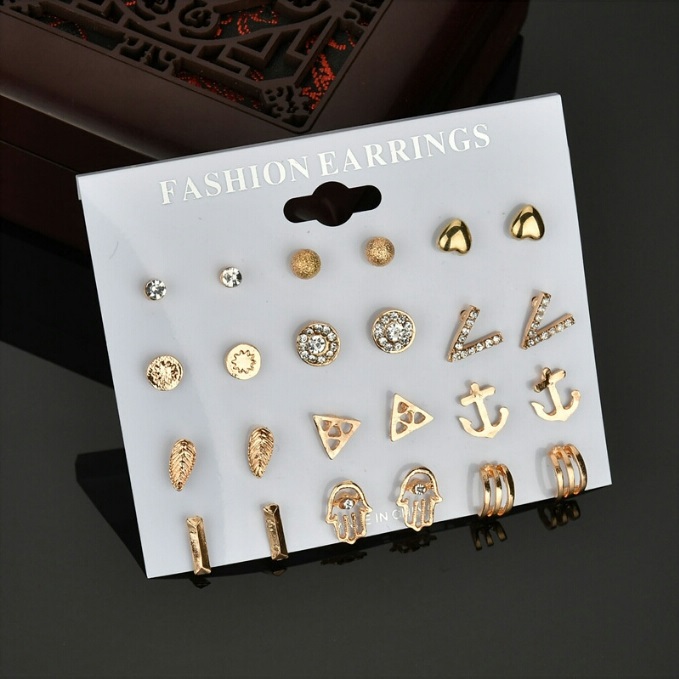 Picture of 12 Pairs of Earring set Crystal Grinding Ball Set Combination For Women's Fashion