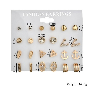 Picture of 12 Pairs of Earring set Crystal Grinding Ball Set Combination For Women's Fashion