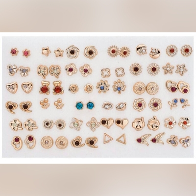 Picture of 36 Pairs/72 Pieces in one Set Fashion Bow Snowflake Cat Stud Earrings Set Handmade Cartoon Earrings For Women Girls Children Jewelry Gift - Kaner Dul
