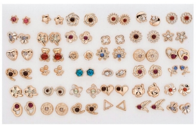 Picture of 36 Pairs/72 Pieces in one Set Fashion Bow Snowflake Cat Stud Earrings Set Handmade Cartoon Earrings For Women Girls Children Jewelry Gift - Kaner Dul