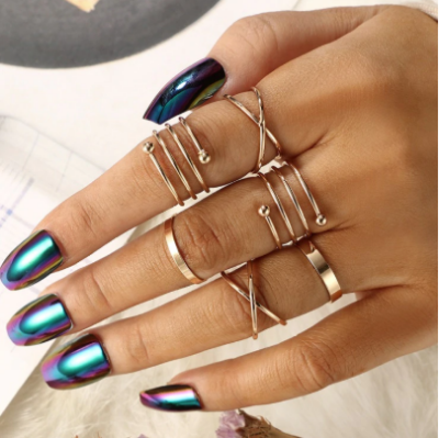 Picture of 6 Pcs/Set Finger Ring Set Punk Knuckle Rings For Women'S Fashion - Finger Ring - Ring For Girls - Ring S