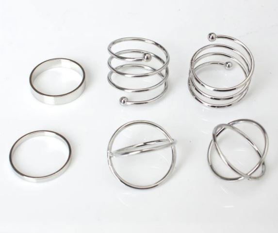 Picture of 6 Pcs/Set Finger Ring Set Punk Knuckle Rings For Women'S Fashion - Finger Ring - Ring For Girls - Ring S