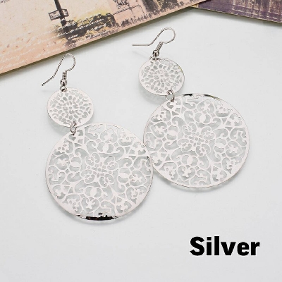 Picture of Thin Cutout Disc Scrub Drop Earrings Jewelry For Women'S Fashion - Ear Ring - Ear Ring