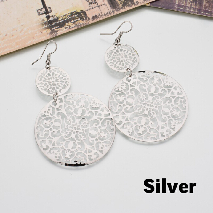 Picture of Thin Cutout Disc Scrub Drop Earrings Jewelry For Women'S Fashion - Ear Ring - Ear Ring