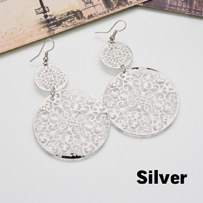 Picture of Thin Cutout Disc Scrub Drop Earrings Jewelry For Women'S Fashion - Ear Ring - Ear Ring
