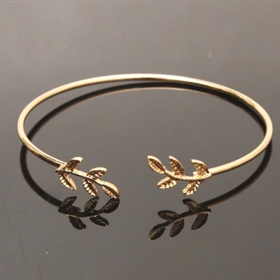 Picture of 2 Pcs.Set Opening bangles bijouterie Leaf Bracelet for women's jewelry metal woman bracelets cuff metal jewelry