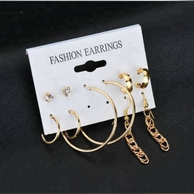 Picture of 5 pairs/set hoop fine hanging chain jewelry sets earring for women's fashion - Kaner Dul - Kaner Dul