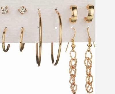 Picture of 5 pairs/set hoop fine hanging chain jewelry sets earring for women's fashion - Kaner Dul - Kaner Dul