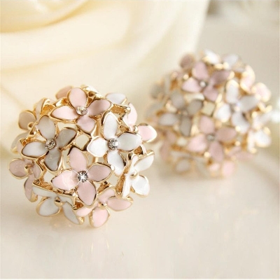 Picture of Flower cute mixed color fashion four leaf clover stud earring set for women's fashion