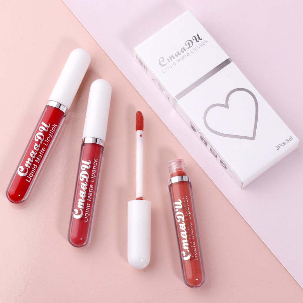 Picture of CmaaDu 3 Pcs/set liquid matte non-stick cup waterproof lipstick set