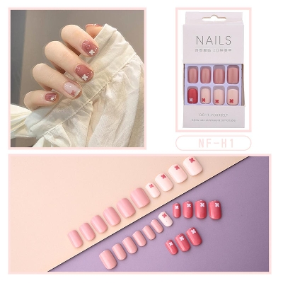 Picture of 24 Pcs/set fake nails with design Art press on nails artificial fingernails for women