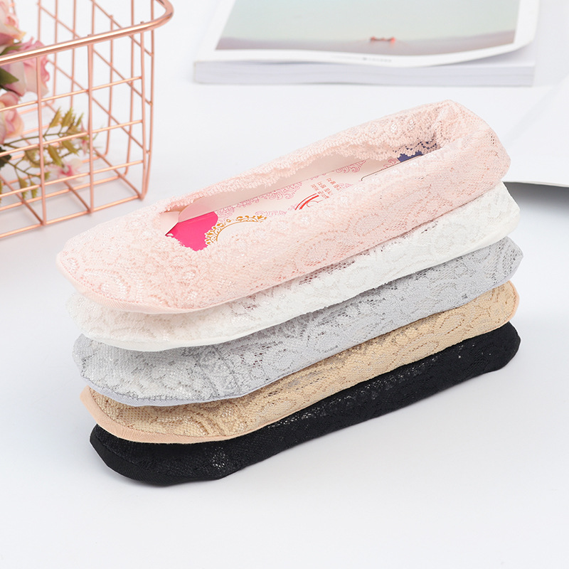 Picture of Lace invisible boat socks stalls spring and summer shallow mouth women's socks silicone anti-slide shop socks
