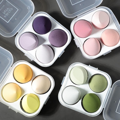 Picture of 4 Pcs/Box Of Powder Puff Non -Latex Powder, Makeup Egg Sponge Set For Makeup - Beauty Blender