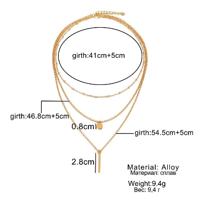 Picture of New European Simple Sequins Bar Multilayer Chain Tassel Tiny Clavicle Necklaces For Women