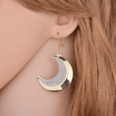 Picture of 1 Pair personality moon teeth retro ladies scrub earrings for women's Fashion