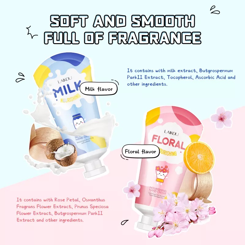 Picture of LAIKOU Moisturizing hand cream milk & flowers hand cream- 50g