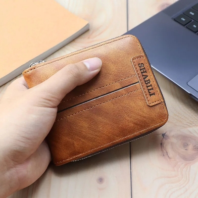 Picture of SHABILI PU Leather Fashionable Men's Zipper with Card Holder Short Wallet