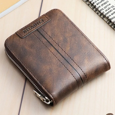 Picture of SHABILI PU Leather Fashionable Men's Zipper with Card Holder Short Wallet
